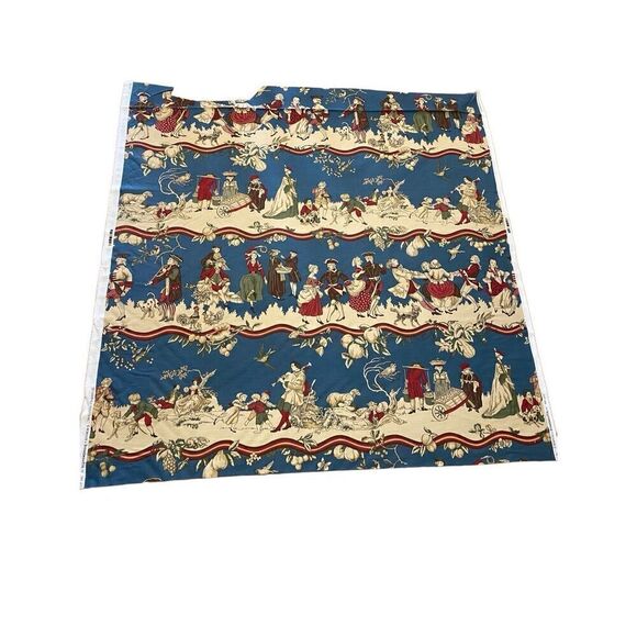 Brunschwig & Fils FABRIC Stanwich Festival HAND PRINT Colonial American Patriot - Picture 1 of 10